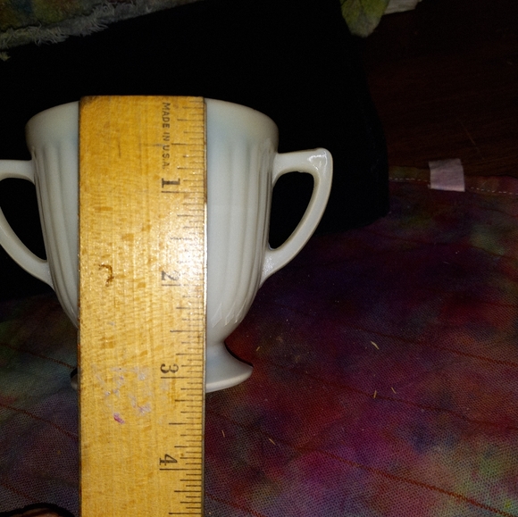 OPALESCENT MILK GLASS CREAMER SUGAR SET MACBETH EVANS - Picture 6 of 9